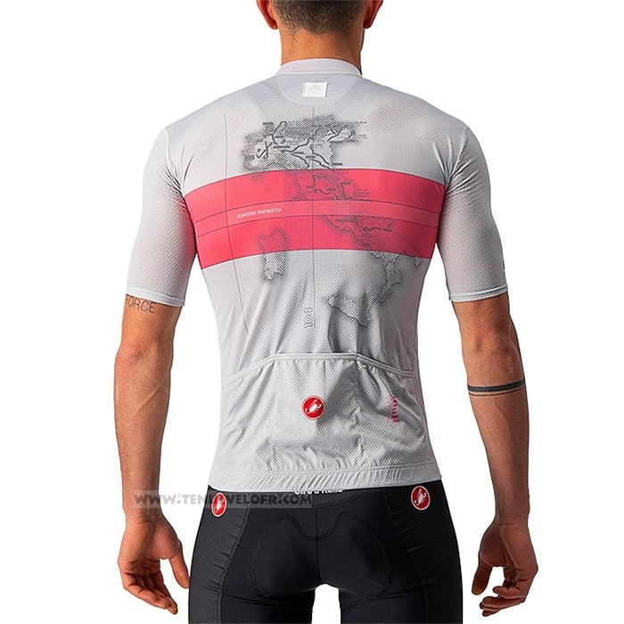 2021 Maillot Cyclisme Giro D'italia Blanc Rose Manches Courtes et Cuissard
